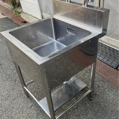 業務用 1槽シンク 二口蛇口付き 幅600×奥600×高さ800+BG150(mm) 一層シンク 一層 1層 一槽 店舗 厨房機器 流し台 キッチン 厨房 大阪の画像