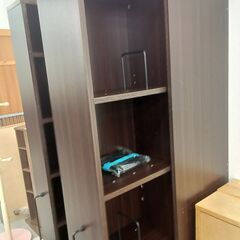 ★リユースのサカイ千葉中央店★ スライド本棚 ブラウン H179×D44×W64 クリーニング済み TC4389　SAKAI家具の画像