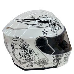 186000 現状品 Crest クレスト ヘルメット アルファ２スカル L パールホワイト [250317HM130127]の画像