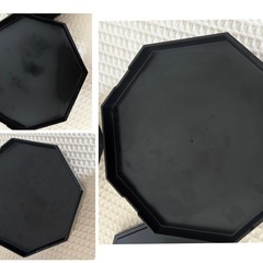 黒の八角形、亀甲型三段重　お正月、季節のお料理　お菓子入れ　小物入れ　縁起物の画像