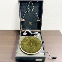 【動作品・当時物】卓上型/ゼンマイ式/蓄音機/THREE-Z PHON/RAIN/SP盤/アンティーク/SP盤レコード 46枚付き/現状品/音出し確認済/E0ET0212の画像