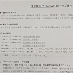 チョコザップ　chocoZAP　1年半額　株主優待の画像