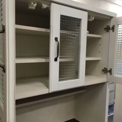 ★リユースのサカイ横浜南店★YM1392  レンジボード ホワイト・ブラウン W88×D43×H182 クリーニング済みの画像