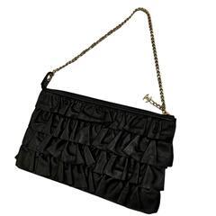 199990 CHANEL シャネル フリルチェーンショルダー ブラック レザー レディース [1000027780755]の画像