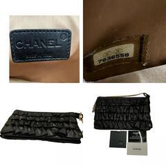 199990 CHANEL シャネル フリルチェーンショルダー ブラック レザー レディース [1000027780755]の画像