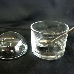 ☆TACHIKICHI Adam&Eve シュガーポット 2点セット プレート付き ガラス製 たち吉 アダム＆イヴ スプーン2本付き 札幌 北20条店の画像