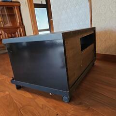 テレビ台　木製ブラック　キャスター付の画像