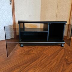 テレビ台　木製ブラック　キャスター付の画像