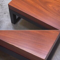 ≪yt2023ジ≫ 一枚板センターテーブル 瓢箪契り 幅130cm 板厚約2寸 金属フレーム 総重量約60kg ヒョウタン/チギリ 中古家具/宮城県仙台市 70820-09の画像