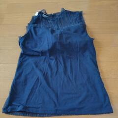 GU　ブラフィール　レーシーハイネックT　ネイビー　WOMENの画像