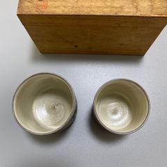 夫婦湯飲みセット　ブラウン陶器　 湯飲み 2個セット 専用箱付きの画像