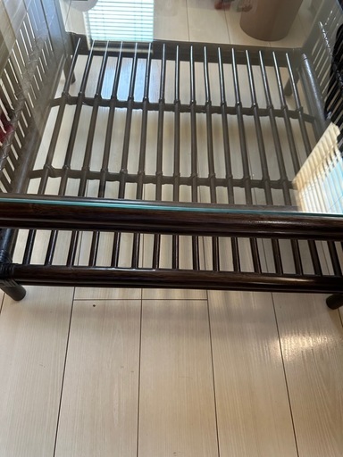 カザマ　ラタン　コーヒーテーブル ダークブラウン