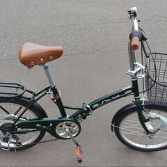 20インチ 🚲 中古 折りたたみ自転車 12,800円 🔁6段切替 💡オートライト付 新規防犯登録料コミ 921の画像