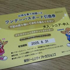 東京ドームシティアトラクションズの乗り放題パス4枚セットの画像