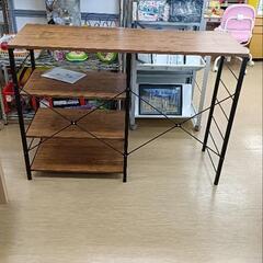 キッチンカウンター ゴミ箱収納タイプ 状態良  ウッド天板 ブラックフレーム 【こちらは店舗です。浜村鹿野温泉ICから3分 買取本舗 宮本リサイクル 営業時間9～19時 定休日水曜のみ←連絡できませんm(_ _)m】の画像