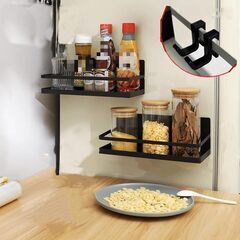 Eachjoy マグネット スパイスラック ランドリー収納 冷蔵庫サイドラック 2セット  (ブラック)の画像
