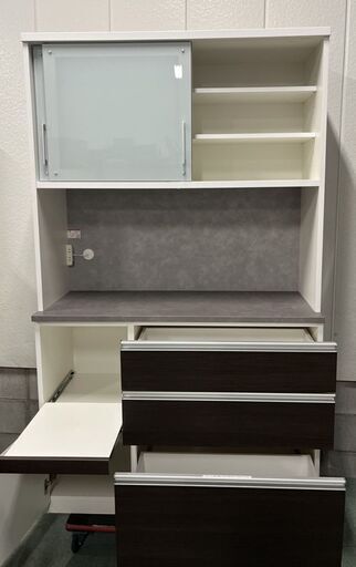 松田家具 レンジボード キッチンボード レンジ台 食器棚 炊飯台 幅117cm×奥行48cm×高さ197cm