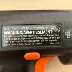 BLACK&DECKER 6.0V 電動ドリルドライバー 9049の画像