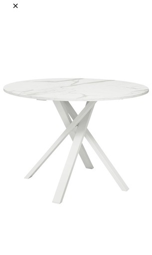 ラウンドテーブル　テーブル　大理石調　ホワイト