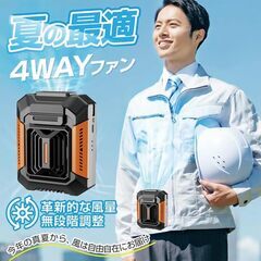 4WAY 腰掛けファン Fs-F49　グリーン　冷風機・扇風機　LEDライトの画像