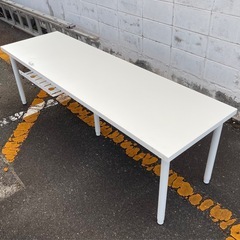 IKEA ロングテーブル ホワイト 組合せ品 幅約2m  傷あり 中古の画像
