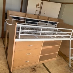 【福岡市限定】ロフトベッド 約 幅107×奥行210×高さ122cm 福岡市限定】ロフトベッド 約 幅107×奥行210×高さ122cm