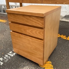 ロングデスクとキャビネット 木製 セット販売 中古の画像