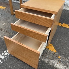 ロングデスクとキャビネット 木製 セット販売 中古の画像