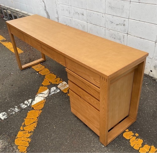 ロングデスクとキャビネット 木製 セット販売 中古