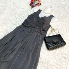 《美品》Ｈ＆M パーティードレス　グレー　ドレープレース　サイズ38の画像