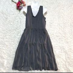 《美品》Ｈ＆M パーティードレス　グレー　ドレープレース　サイズ38の画像