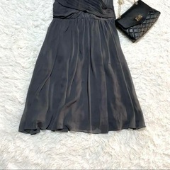 《美品》Ｈ＆M パーティードレス　グレー　ドレープレース　サイズ38の画像