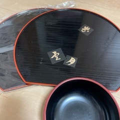 半月盆 お盆 トレー 汁椀 お汁粉 蕎麦 年越しそば イベントの画像