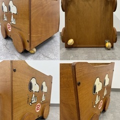 SNT821 レトロ 昭和レトロ SNOOPY 木箱 キャスター付き 木製 おもちゃ箱 アンティークの画像