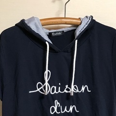 フード付きtシャツ  濃紺の画像