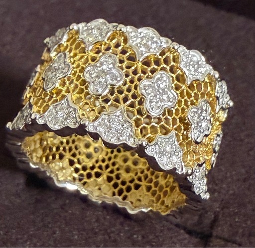 k18gf pt900 フィレンツェ彫　ダイヤモンド　指輪　リング　ゴールド　10号 11号