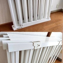 極美品　KATOJI 扉付きベビーサークル木製　ホワイト　組み立て自由の画像