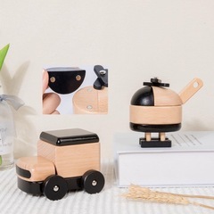 【✨新品✨】木製　おもちゃ 車 ヘリコプター　男の子　プレゼント 磁石　レトロの画像