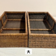 【無料でお譲りします！】ラタン収納バスケット5つセットの画像