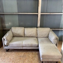 【セール品】ワタリジャパン HTL ワタリジャパン　ソファ 3人がけ オットマン付き ライトグレーの画像