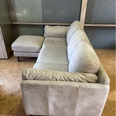 【セール品】ワタリジャパン HTL ワタリジャパン　ソファ 3人がけ オットマン付き ライトグレーの画像