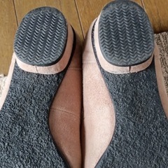 23.5ダイアナ　ビーズリボン　フラットシューズ　ローヒールパンプスの画像