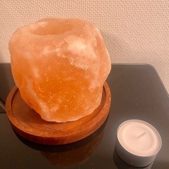 ピンクソルト岩塩ランプ キャンドルホルダーの画像