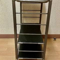 【ブラック】ハンドル付きワゴン ワゴン キャスター付き 収納 収納家具 収納棚 おしゃれ サイドチェスト キャビネット デスクワゴンの画像