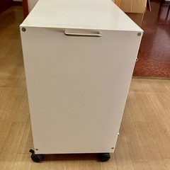 美品！【ホワイト】両サイドハンドル付きワゴン ワゴン キャスター付き 収納 収納家具 収納棚 おしゃれ サイドチェスト キャビネット デスクワゴンの画像