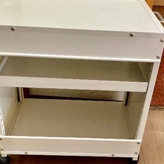 美品！【ホワイト】両サイドハンドル付きワゴン ワゴン キャスター付き 収納 収納家具 収納棚 おしゃれ サイドチェスト キャビネット デスクワゴンの画像