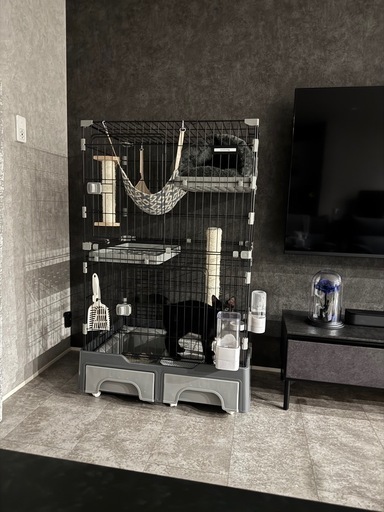 猫ゲージ＋餌水やり機セット＋爪研ぎ(使用3ヵ月)