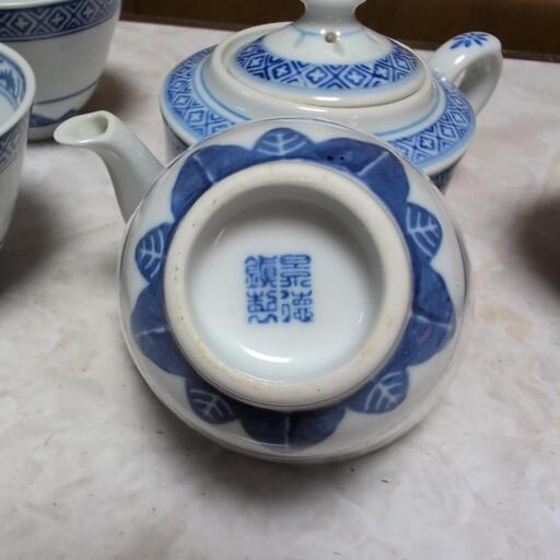 中国美術　大清雍正年製　青釉内染付　茶器セット　飲茶セット 中国美術 大清雍正年製 青釉内染付 茶器セット 飲茶セット