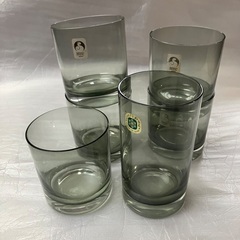 【未使用】 Sasaki Crystal グレー グラス 6個セットの画像