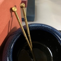 【未使用】箱あり ミニ 火鉢型灰皿セット 陶器製 青 付属品ありの画像